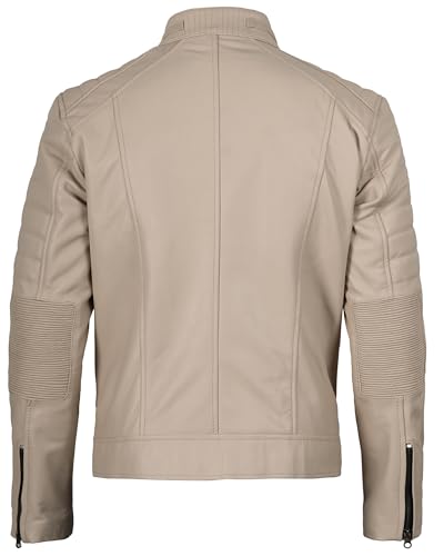 Image of fjackets Leather Jacket Men Real Lambskin - Cafe Racer Moto Style, Stand Collar Zip Up Jacket