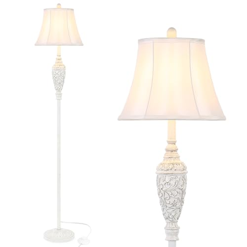 Lámpara de pie blanca con cómodo interruptor de pie y diseño de poste alto para tu hogar