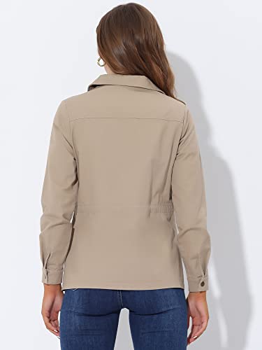 Allegra K Women's Utility Jacket Zip Up Drawstring Waist Snap Buttons Lightweight Anorak Jackets with Pockets4