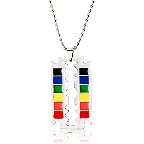 Stainless Steel Rainbow Dog Tag Necklace Colorful LGBT Pride Gay Lesbian Necklace Pendant for Women Men Hiphop Jewelry, Rhinestone Cover
