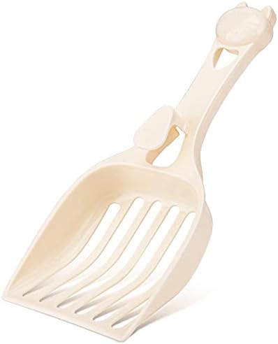 Depets Cat Litter Scoop, Litter Scoop with Wide Slats, Kitty Litter Scooper for Pine Pellets, Durable Plastic Litter Sifter Scoop - Designed for Easy Sifting, Milky White