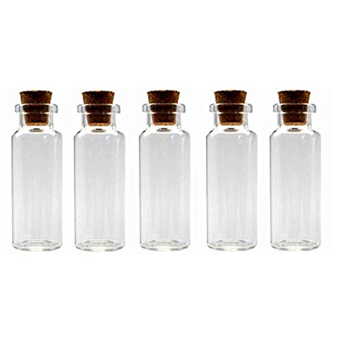 Image of Glass Wishing Bottles with Cork Lid, Set of 10Pcs, 30 ml Each, Transparent | Cork Stopper Bottles | Message Bottle for Wedding Favors | Baby Shower Favors | DIY Craft Bottle