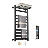 AyiDrmjj Heated Towel Rack for Bathroom Towel Warmer Racks Wall Mounted with Shelf,Timer & Temperature Multi-Level Adjustments with 10 Bars for Bathroom Shower Hot Tub(Black)