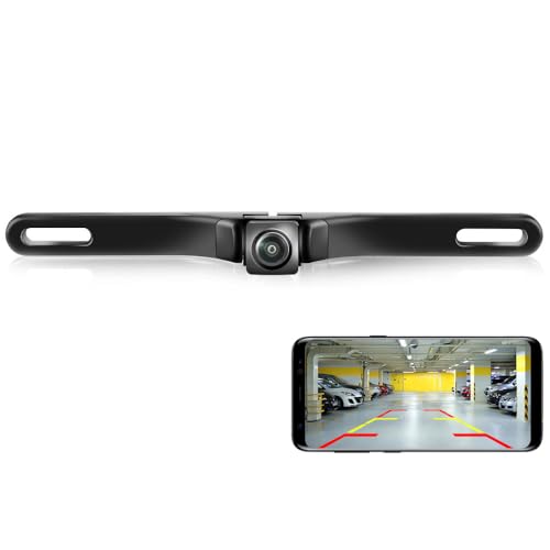 EVERSECU Dual Band 2.4/5Ghz WiFi Car Backup Camera 720P HD Car License Plate Rear/Front 170° Wide Angle View Reverse Camera with App for iPhone iPad Android Smart Phones Tablets