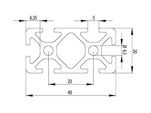Profilo In Alluminio Nero, 20 X 40 L, Tipo B, Scanalatura 6 (leggera), Profilo In Alluminio 20 X 40, Profilo In Alluminio 20 X 40, Montaggio Profilo 2000 Mm - Foto 3