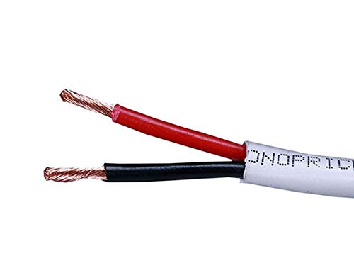 Image of Monoprice Speaker Wire - CL2 Rated, 2-Conductor, 14AWG, PVC Jacket Material, 99.9% Oxygen-Free Pure Bare Copper, 500 Feet, White