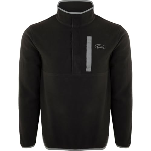 Image of Drake Waterfowl Men's Camp 2.0 Fleece Pullover | Hunting Anti-Pill Moisture Wicking 1 /4 Neck Snap Sweater with Chest Pocket
