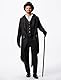 Odizli Mittelalter Kleidung Herren Frack Jacke Steampunk Mantel Gothic Viktorianisches Renaissance Vikings Gehrock Männer Pirate Vampir Dracula Kostüm Halloween Karneval Faschingskostüme Schwarz 4XL