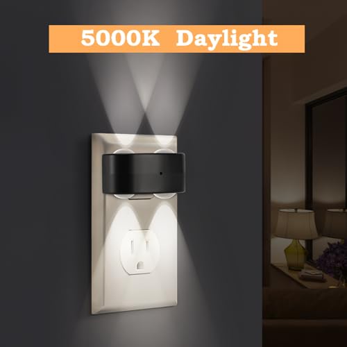 Image of 4-Pack LED Night Lights Plug into Wall, 5000K Daylight 100LM, Auto On /Off Light Sensor, Rotating Ambient Lighting for Bedroom, Hallway, Bathroom, Nursery, Kitchen Non Dimmable