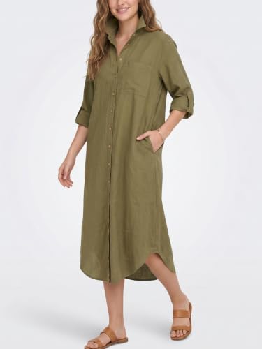 Image of Kuraki Women's Casual Print Button Front Maxi Shirt Dress