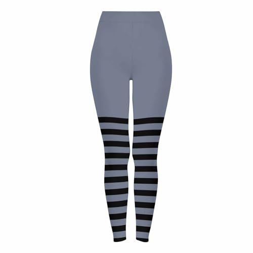 Halloween Leggings for Women Striped Print Witch Yoga Pants Fashion Tummy Control Lounge Athletic Trousers