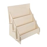 CLISPEED 3stufe Holzregal Für Grußkarten Dreistufiger Kartenhalter Organizer Aus Holz Für Postkarten Fotos Und Schreibwarenhändler Tischregal