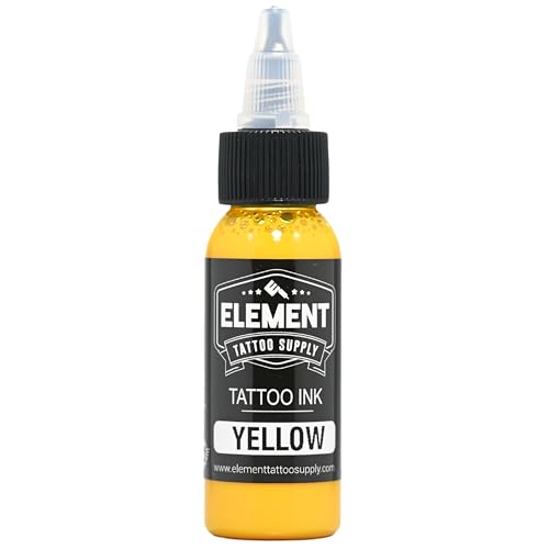 ELEMENT TATTOO SUPPLY - Yellow Tattoo Ink - 1oz Bottle for Color Tattooing and Shading - Permanent - Bright - Bold - Solid - Easy to use - Pigment - Pre Disperse - Professional Artist