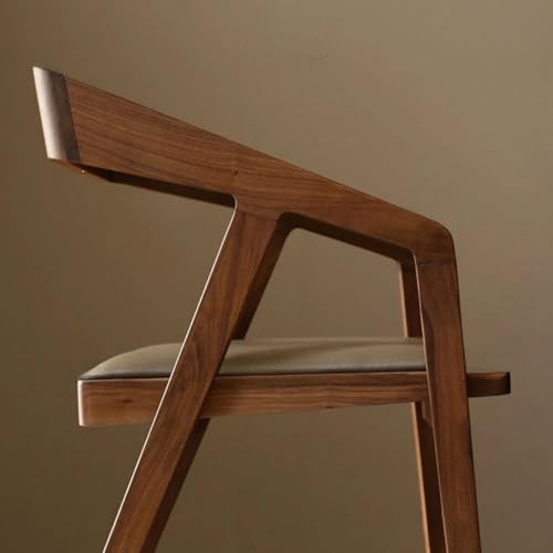Image of Set of 2 Solid Wood Accent Chairs with Camel Cushion Seat, Modern Cafe Arm Chair for Home