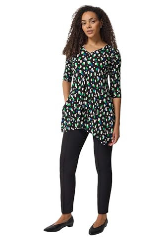 Image of M&Co Black Spot Print Hanky Hem Top - Women's