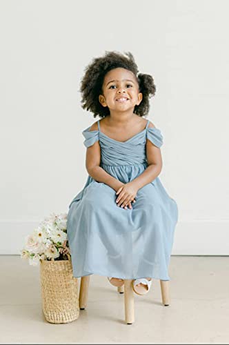 Skycity Dusty Pink Flower Girl Dress Sleeveless Off Shoulder Pleated Chiffon Evening Party Gowns 4 #TOP2