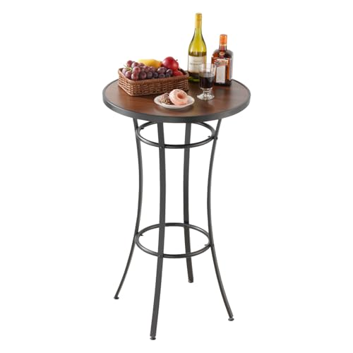 VEVOR Outdoor Round Bar Table, 60 cm Counter Bar Height Bistro Table, Patio Dining Tables with Easy-to-Clean Top & Sturdy Metal Frame, Indoor High Top Pub Tables for Small Places, Kitchen
