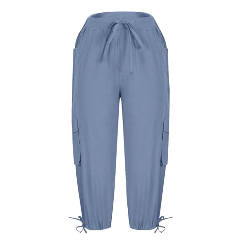 Pantalon Cargo Capri WWricotta Éte Décontracté - Short Long Uni à Cordon