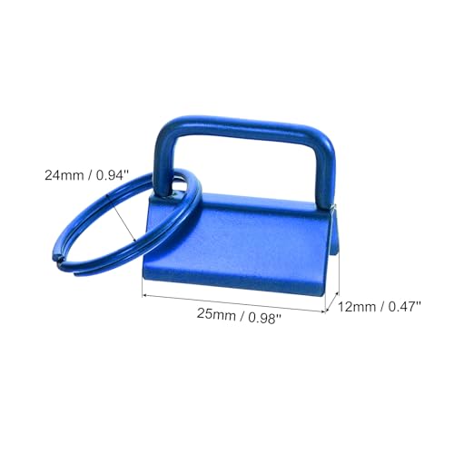 uxcell 20Pcs 25mm/ 1-inch Key Fob Hardware with Keychain Ring for Bag Webbing Wristlets Lanyards, Blue - Image 2