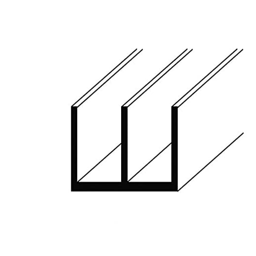 Aluminium Doppel-U-Profil 1mm Stärke, Flach, Profil, Winkel, natur eloxiert, in 1 und 2 Meter verfügbar (20x18x1mm, 1 Meter)