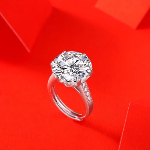 Moissanite Round Radiant Engagement Ring | Lab Grown 10 Carat Diamond & Platinum Plated 925 Silver Ring | Diamond Wedding Band | Engagement Rings For Women | Statement Rings For Women4