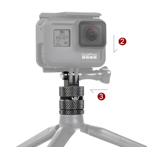HSU Aluminum 1/4 inch 20 Camera Mount, 360 Degree Rotation Tripod Adapter Fits GoPro Hero, DJI Osmo Action Camera Insta360 Ace Pro AKASO Campark and Other Standard 1/4 Accessories