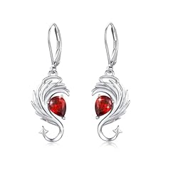 B1-Angel Wings Earrings with Red CZ