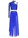 Winnrchan Women's Lyrical Dance Costumes Long Sleeve Crop Top Loose Leg Pants Morden Contemporary Dancewear Royal Blue Medium