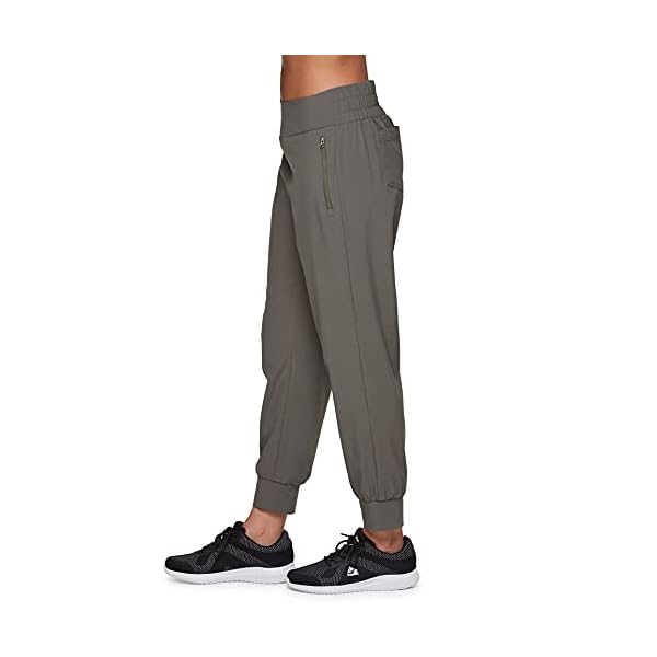Avalanche Women's Hiking Pant, Everyday Casual Quick Drying Stretch Woven Ankle Jogger Pant with Zipper Pockets for Women Olive Green L