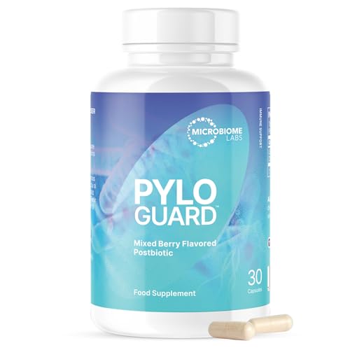 Microbiome Labs PyloGuard – Postbiotic Supplement with Lactobacillus reuteri DSM 17648 Limosilactobacillus, Supports Natural Elimination Processes, for Men & Women – Mixed Berry Flavour, 30 Capsules