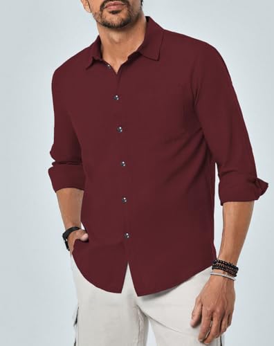 Image of TAGDO Men's Cotton Blend Full Sleeve Solid Shirt with Pocket (5169)