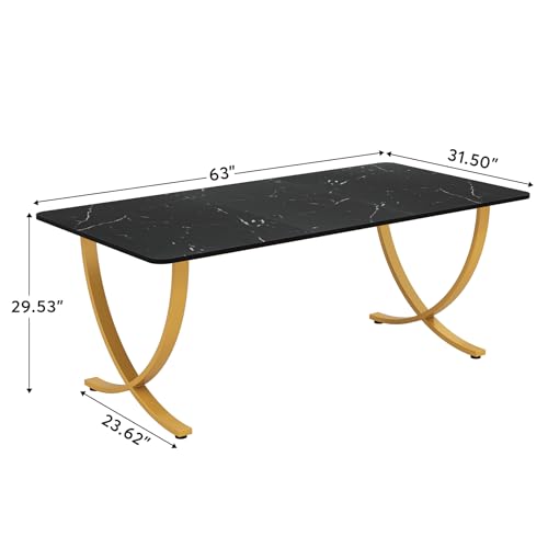 Image of Tribesigns Executive Desk, 63 inch W x 31.5 inch D Large Office Desk, Modern Computer Desk Conference Table Meeting Room Table, Business Furniture for Home Office, Black and Gold