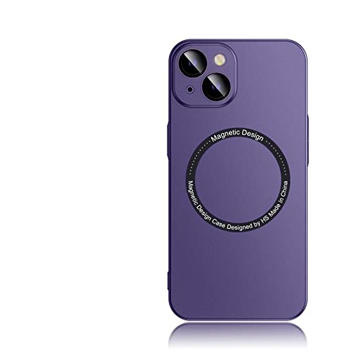 Étui de chargement sans fil magnétique pour iPhone 13 Pro avec coque PC dur violet