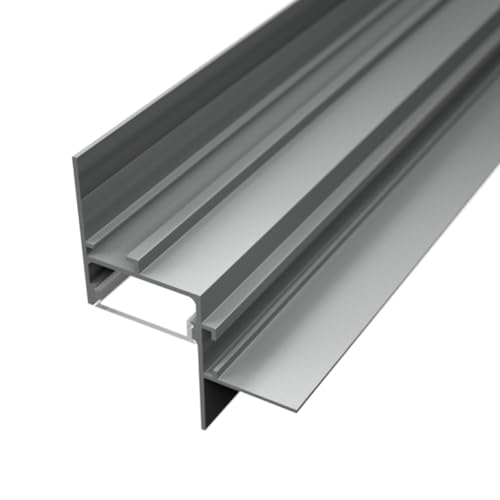 Profilo in Alluminio mod. Aura 2 metri per Cartongesso per Strisce LED (Grigio con Cover Trasparente)