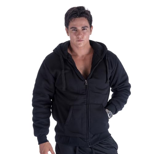 Image of Yasumond Hoodies for Men Zipper Fleece Sweatshirt Heavy Sherpa Lined Hooded Warm Winter Coats Big Tall