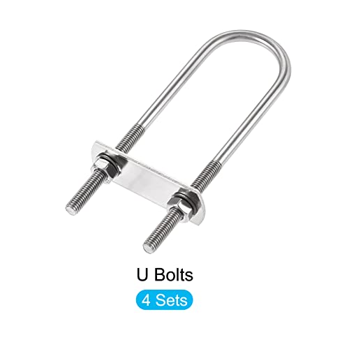 Image of METALLIXITY U Bolts 4 Sets (M6x32x120mm), Round U Bolt 304 Stainless Steel with Accessories - for Construction, Pipe
