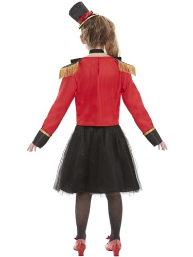 Smiffys Deluxe Ringmaster Costume, Red with Jacket, Mock Shirt, Skirt & Headband, Girls Fancy Dress, Child Dress Up Costumes