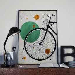 Tableau abstrait vélo pour réveiller une déco murale blanche - 4