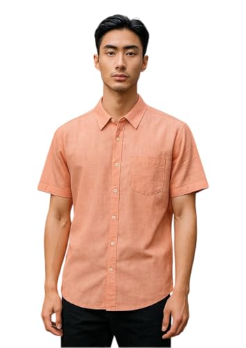 Image of Men's Khadie Cotton Half Sleeves Plain Solid Casual Shirt