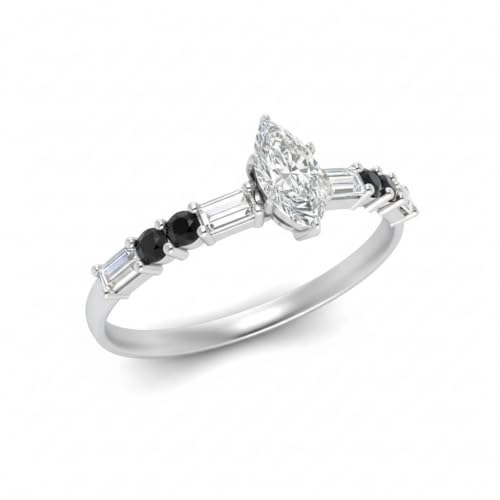 Image of 925 Sterling Silver Marquise Cut Simulated Diamond Vintage Classic Engagement Ring Wedding Band Matching Jewelry for Women, Promise Ring Set US Size 4-12