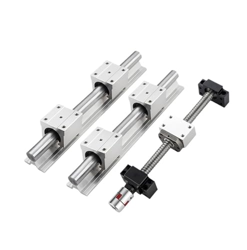 Metal Ball Screw nut end Processing Ball Screw Set SFU2004 Ball Optical Shaft Guide Guide Linear Guide Slide Cylindrical Smooth Rod Slide Seat(350mm)