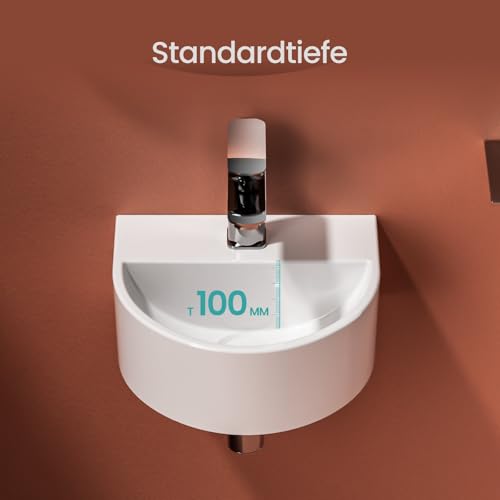 Lavabo ovalado de cerámica blanca EMKE de diseño minimalista 3