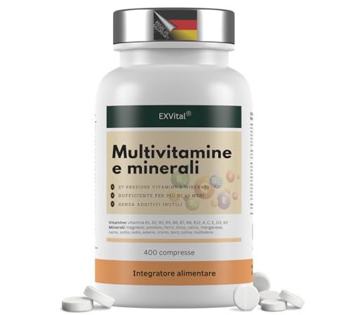 Compresse Multivitaminiche – 400 compresse vegane, 27 vitamine e minerali,
