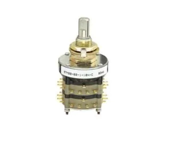 57M22-04-2-08N, Switch Rotary DP8T 8 Flatted Shaft Solder Lug 0.25A 30VDC Automotive