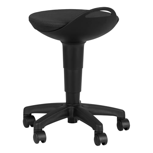 Image of Rolling Adjustable-Height Padded Stool - Black