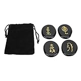HEEPDD Piedras de Símbolos de Reiki, Juego de Cristal Grabado con Símbolos Tallados a Mano y Superficies Suavizadas para Meditación, Curación de Energía y Equilibrio de Chakras, Juego de 4 Piezas