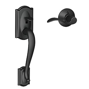 Image of SCHLAGE FE285 CAM 622 Acc RH Camelot Trim Lower Half Front Entry Handleset with Accent Right Hand Lever, Matte Black