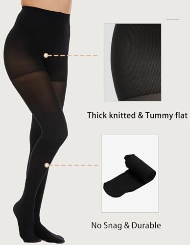 Image of CozyWow 80D Control Top Opaque Tights for Women Matte Pantyhose High Waist