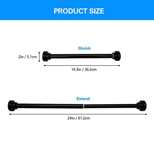 Berlato Black Shower Rod, Sturdy Stainless Steel Curtain Rod, Adjustable Short Extended Curtain Rod, Heavy Duty Spring Loaded Mini Pull Rod, Sizes 15-21 Inch For Windows, Curtains, Closets, Clothes #TOP1
