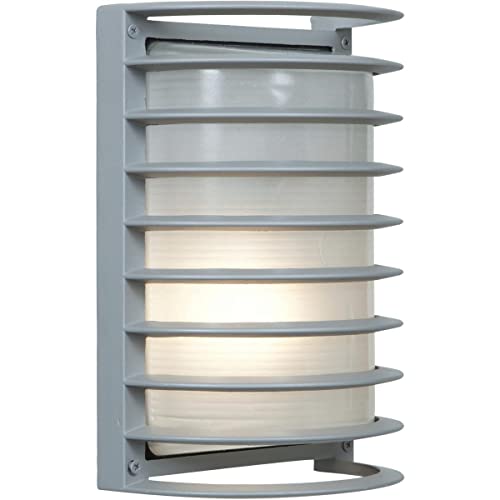 Bermuda - LED Outdoor Rubbed Bulkhead Wall Light - 11H - Satin Finish - Ribbed Frosted Glass Shade